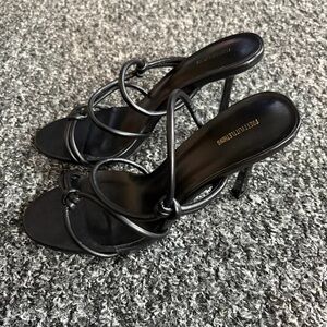 PrettyLittleThing Black Strappy Heels